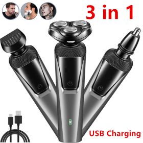 Electric Shaver Mens Razor Rotary Waterproof Pop-Up Beard Trimmer Wet Dry Cordless Nose Hair Cutting Barber Shaving Machine