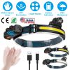 Rechargeable Motion Sensor Head Lamp 6 Light Modes COB XPG Head Light Torch Flashlight 270° Beam IPX5 Waterproof for Fishing Running Camping Hiking