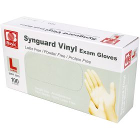Powder Free Vinyl Exam Gloves - Large, 100/Bx