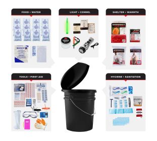 1 Person Comfort Survival Kit, Bucket and Lid