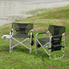 Padded Foldable Lightweight Oversized Outdoor Chair With Side Table And Storage Bag (Option: Green2)